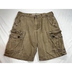 American Eagle Outfitters Mens 34 Classic Length Cargo Shorts Khaki Cotton Y2K
